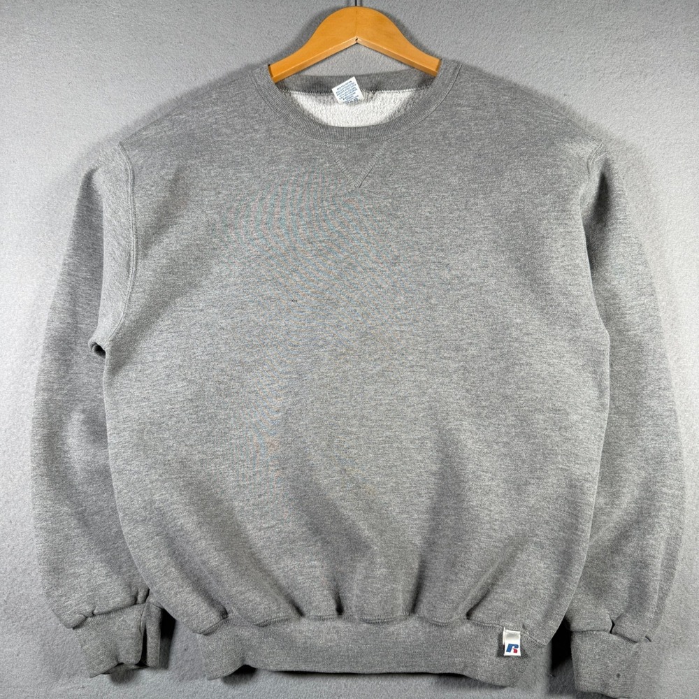 Russell Athletic Mens Heather Gray Crewneck Sweatshirt Size M V-Stitch Vintage
